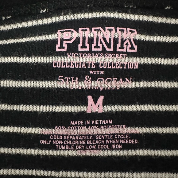 PINK Victoria's Secret Black and White Striped Cardigan Sporting Nebraska Husker - Picture 3 of 7